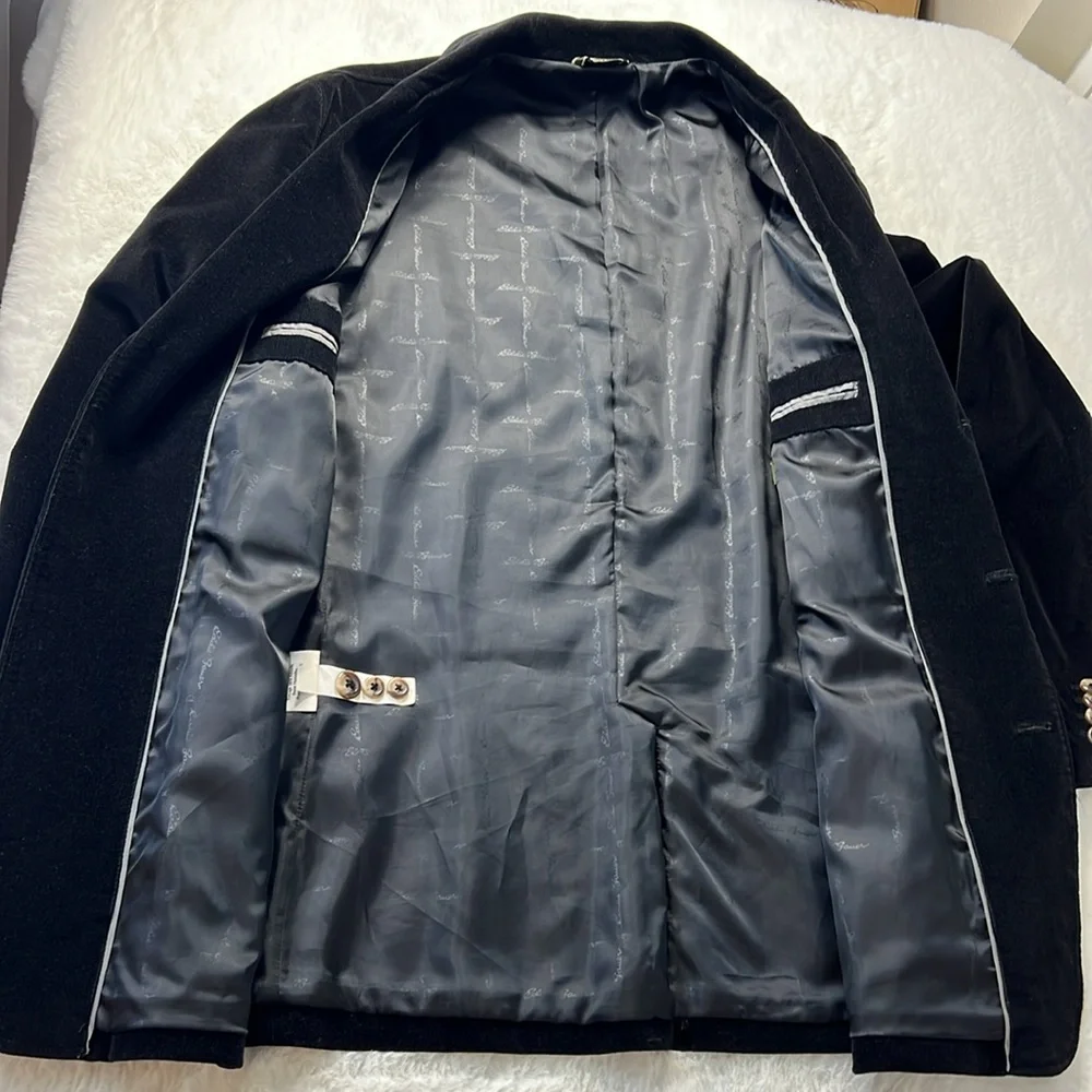 Eddie Bauer Corduroy Blazer Jacket‎ Men M 44R Black Cotton Stretch Casual Y2K